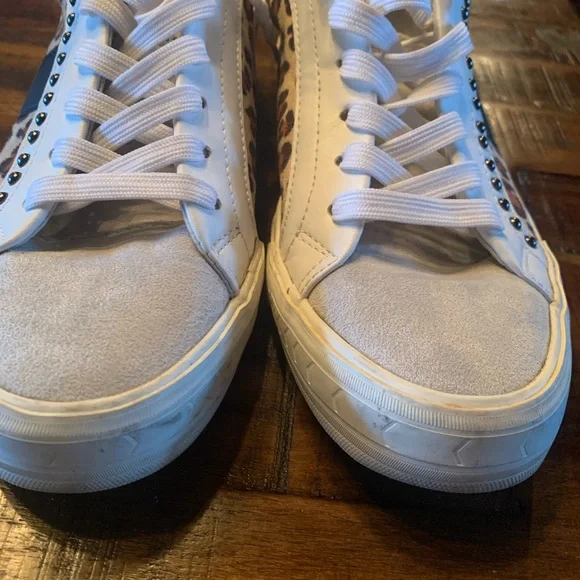 Vintage Havana Dayna Crazy Leopard Studded Leather Sneakers size 10 - Picture 5 of 9